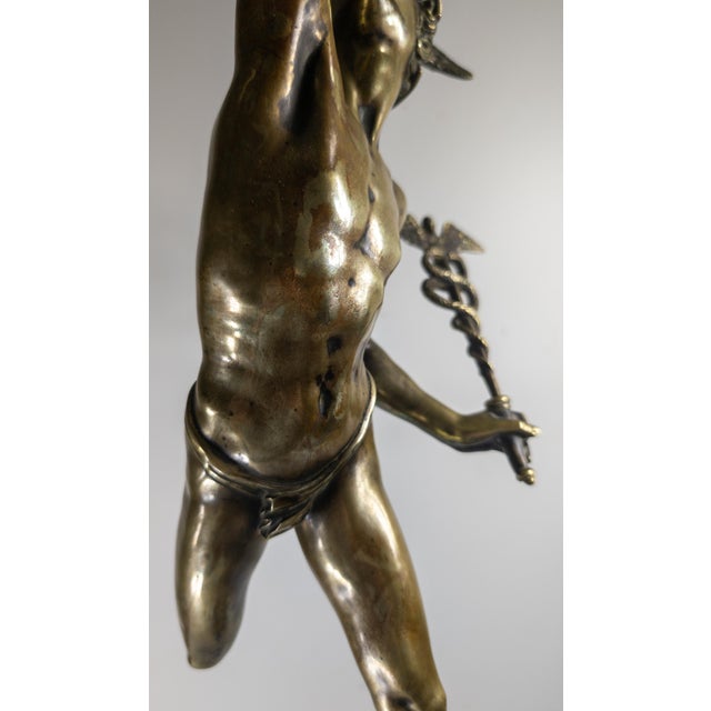 19th Century 34" Italian Grand Tour Bronze of Flying Mercury After Giambologna For Sale - Image 14 of 18