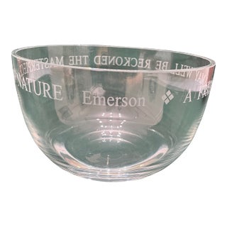 Ralph Waldo Emerson Glass ‘Friendship’ Bowl 8.5” For Sale