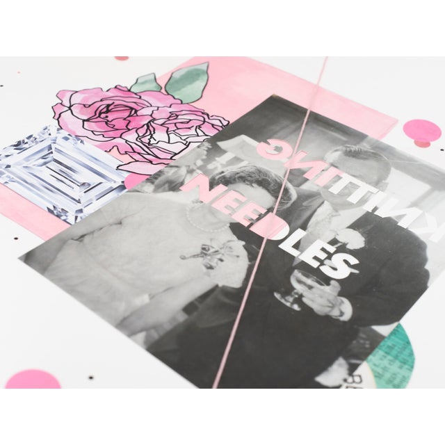 Knitting Needles/Needing, 2020 Acrylic, archival inkjet print, auction catalog, embroidery thread, gouache, magazine,...