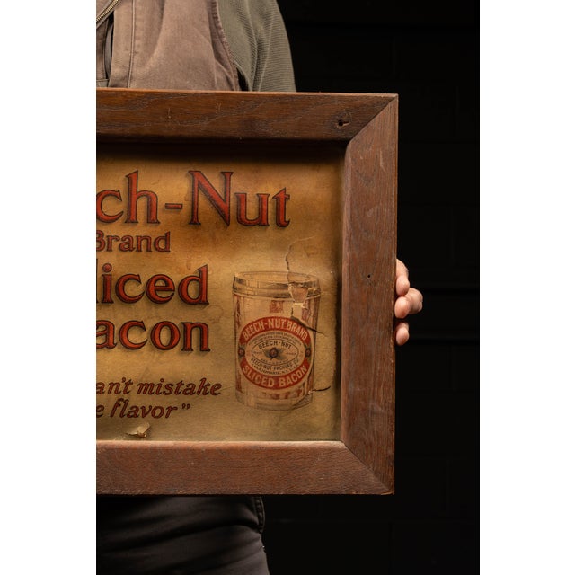 Circa 1910 Beech-Nut Sliced Bacon Framed Lithographed Advertisement For Sale - Image 4 of 4