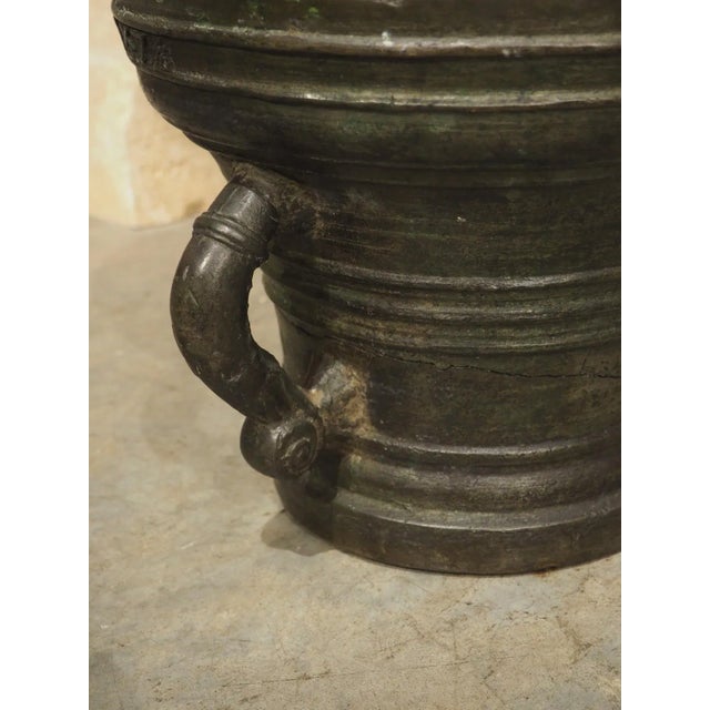 Metal Heavy 16th Century French Bronze Mortar With Handles, Dated 1587, 109 Lbs For Sale - Image 7 of 12