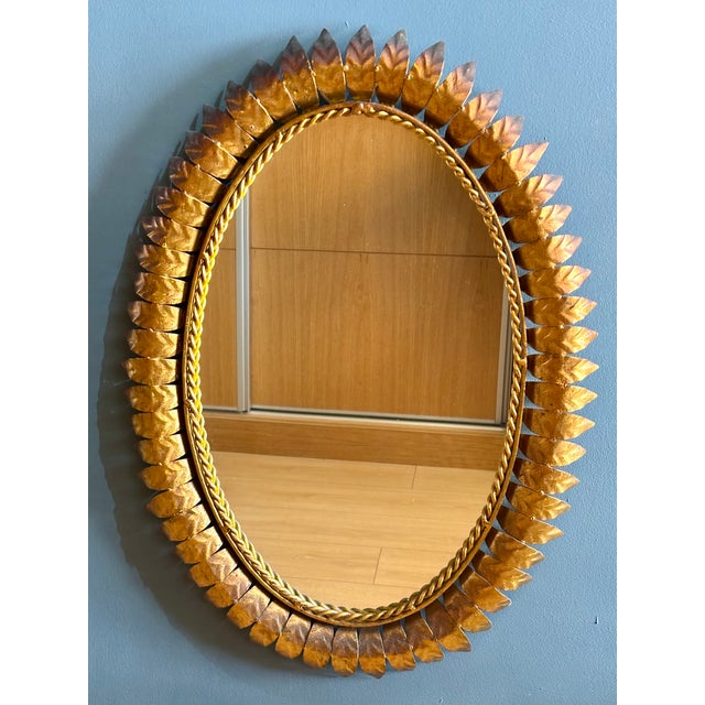 Mid-Century Modern Big Sun Mirror in Wrought Iron, Italy, 1950s For Sale - Image 3 of 6