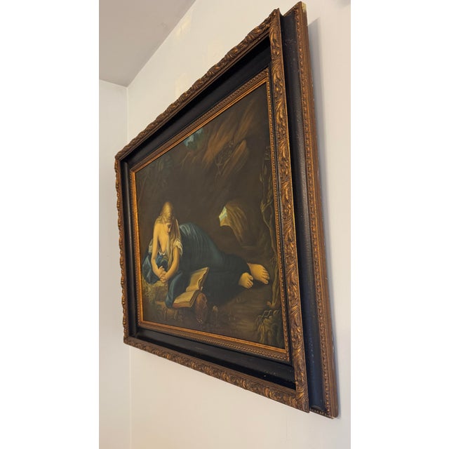 Vintage Penitent Magdalene Oil Painting After Pompeo Batoni in Ornate Frame For Sale - Image 4 of 9