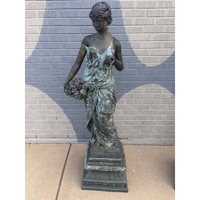 Metal Late 20th Century Set of Four “The Four Seasons” Monumental Bronze Garden Statues For Sale - Image 7 of 12