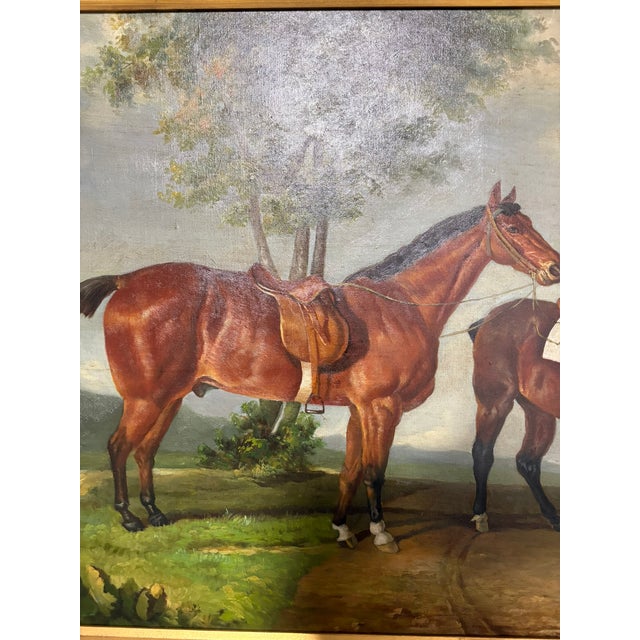 Baby Blue Oil on Canvas British School "Horses & Rider" by Pastor, Early 20th Century For Sale - Image 8 of 10