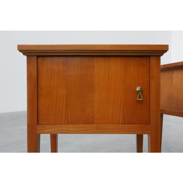 1950s Mid-Century Bedside Tables with Brass Handles, France, 1950s, Set of 2 For Sale - Image 5 of 13
