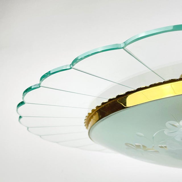 Metal Vintage Disk Chandelier attributed to Pietro Chiesa for Fontana Arte, Italy, 1940s For Sale - Image 7 of 18