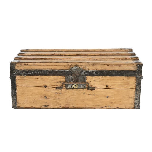 Wood and steel reinforcement chest or carriage trunk. This piece is designed in the style of the selected designer and/or...