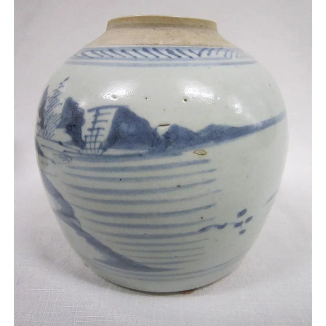 Vintage Chinese Blue and White Brush Pot For Sale - Image 4 of 7