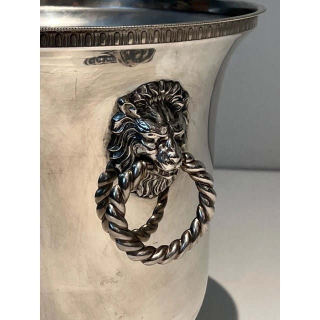 1970s Silver Plate Champagne Buckets Decorated With Lion Faces on the Handles- a Pair For Sale - Image 11 of 12