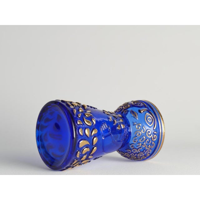 Mid-Century Modern Cobalt Blue and Gold Glass Hyacinth Vase by Walther Glas, 1970s For Sale - Image 12 of 18