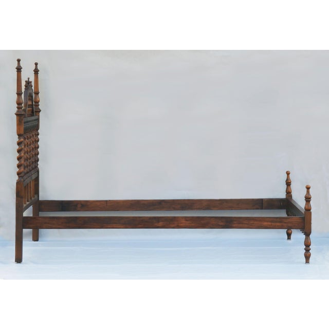 Provincial Spanish Four Poster Spindle Wood Bed, 1920 For Sale - Image 3 of 8