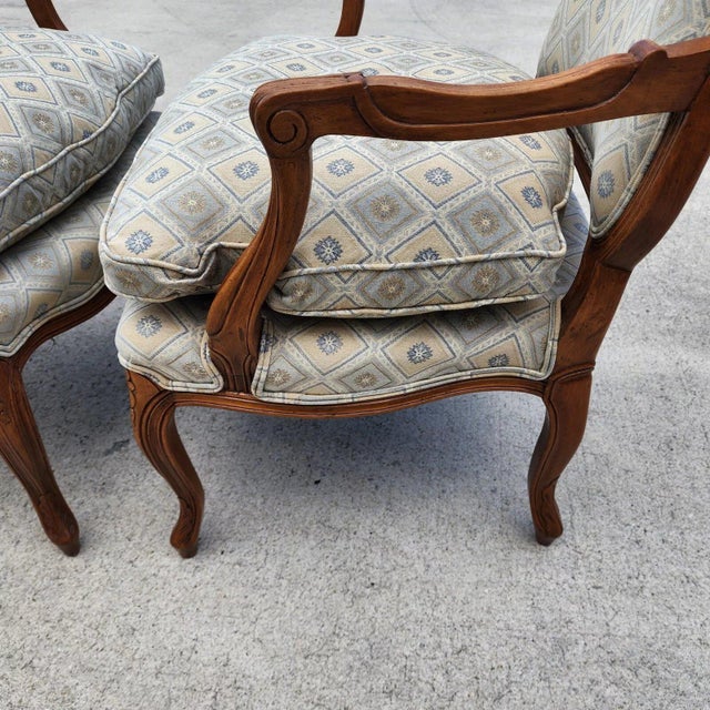 Pistachio Vintage French Armchairs Louis XV Fruitwood For Sale - Image 8 of 12