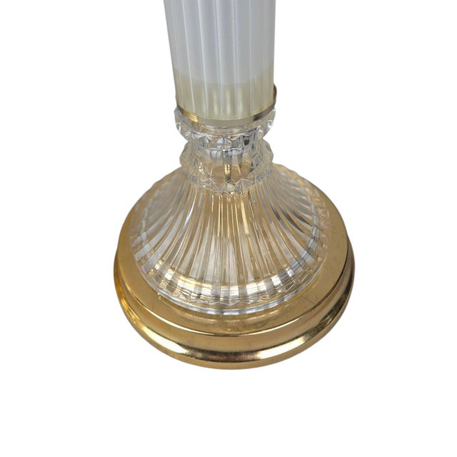 Brass and Glass Column Buffet Table Lamps - A Pair For Sale - Image 9 of 10