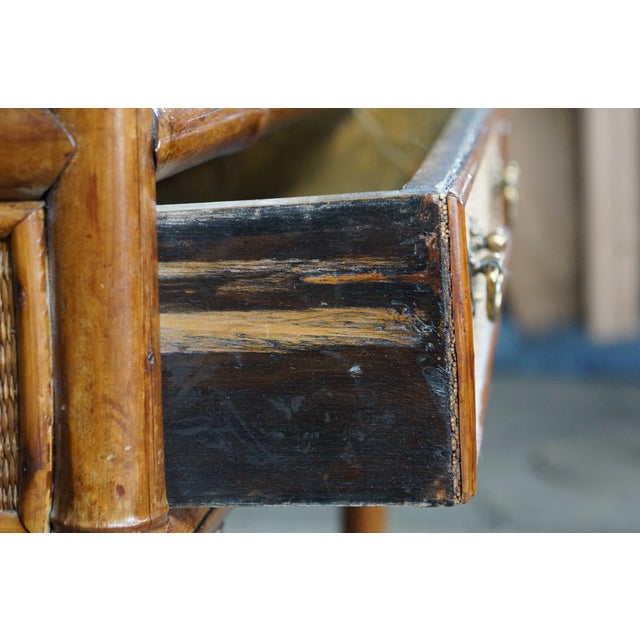 Antique English Victorian Bamboo & Rattan Mirrored Etagere Shelf Stand Boho Chic For Sale - Image 12 of 18