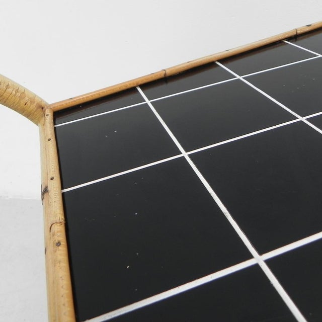 Mid-Century Modern Bamboo Serving Trolley on Castors, 1950s For Sale - Image 3 of 18