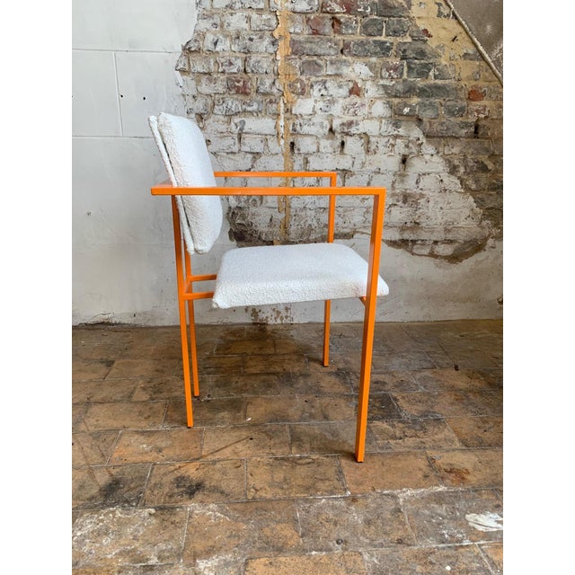 Postmodern Orange Armchairs with Bouclé Upholstery, 1980s, Set of 2 For Sale - Image 13 of 15