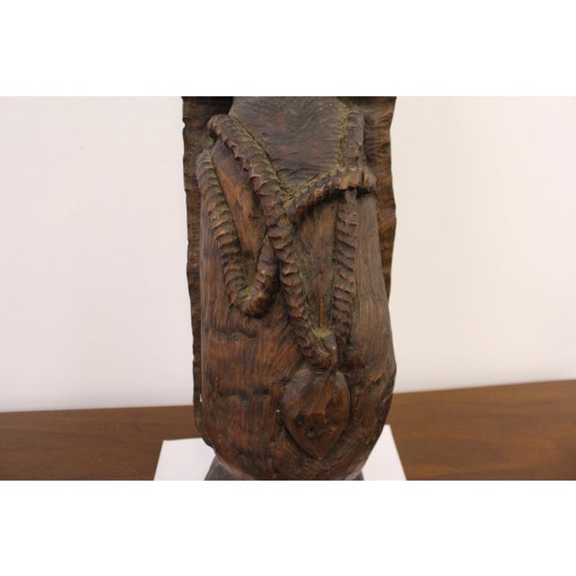 Vintage African Tribal Hand-Carved Wood Head Bust Sculpture For Sale In Philadelphia - Image 6 of 13