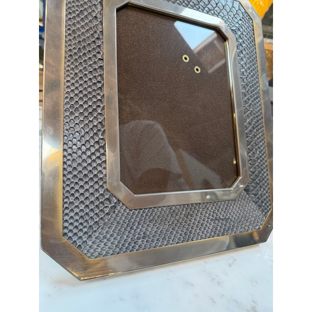 Modern Vintage Chrome and Snakeskin Picture Frame For Sale - Image 3 of 4