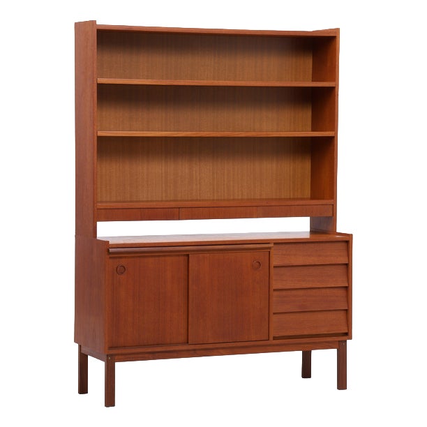Mid-Century Danish Teak Bookcase with Drawers For Sale