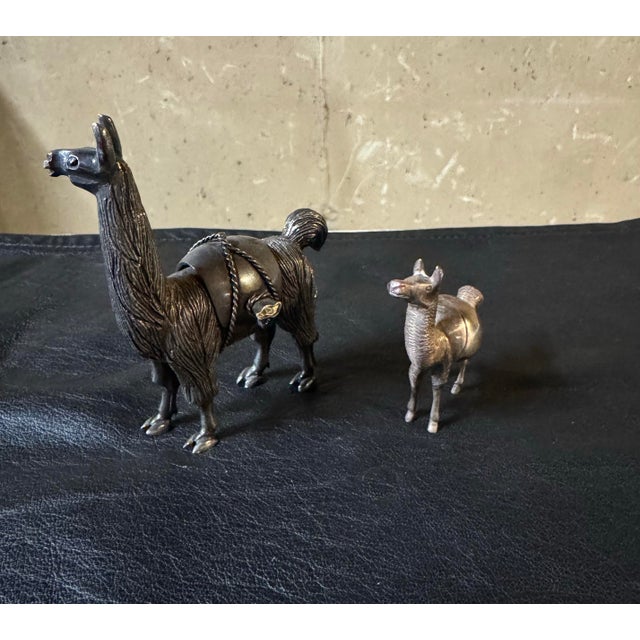 Pair of Sterling Silver (Marked 925) Peruvian Llama Figurine For Sale - Image 9 of 9