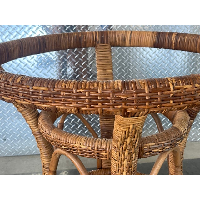 Vintage Rattan Dining Table Base, Mid 20th Century, Boho, Hollywood Regency For Sale - Image 13 of 16