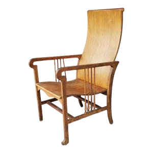 Early 1900s Antique Mission Arts & Crafts Craftsman Quarter Sawn Oak Tall Back Resting Chair