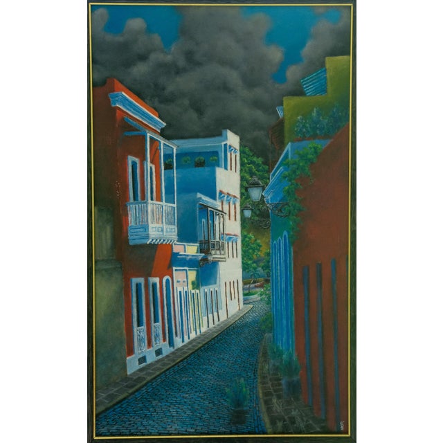 Contemporary Late 20th Century Signed Nico - Street Scene, Oil on Canvas For Sale - Image 3 of 5