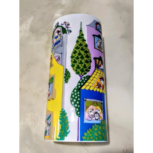 Ceramic Rosenthal Germany Ceramic Colorful "Scenes From a Window" Vase Bijorn Wiidblad For Sale - Image 7 of 8