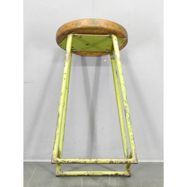 Industrial Stool with Pine Seat, Czech, 1940s For Sale - Image 10 of 11