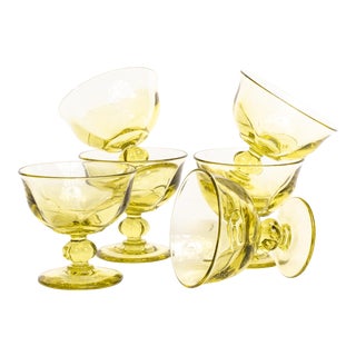 Viking Glass Stemmed Lime Dessert Cups - Set of 6 For Sale