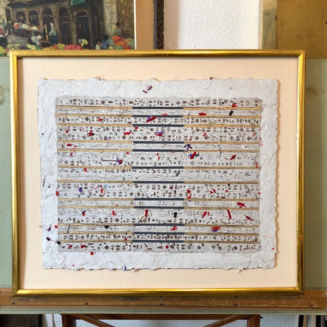 Pat Hammerman, Unique Mixed Media on Handmade Paper with Gold Leaf Modernist Edition, c.1980's For Sale - Image 9 of 9