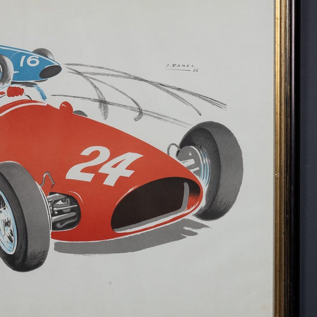 Vintage 20th Century Framed 1956 Monaco Grand Prix Poster by Jean Ramel, 1985 For Sale - Image 4 of 15