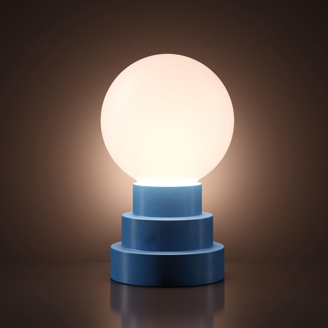 Blue GLOBE Rechargeable Cordless LED Table Lamp, 3-Levels Brightness Touch Sensor Control, Avalon For Sale - Image 8 of 14