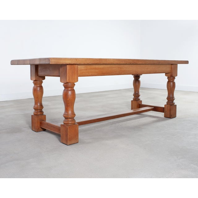 Mid 20th Century Midcentury Country French Oak Farmhouse Dining Table 7 Ft For Sale - Image 5 of 15