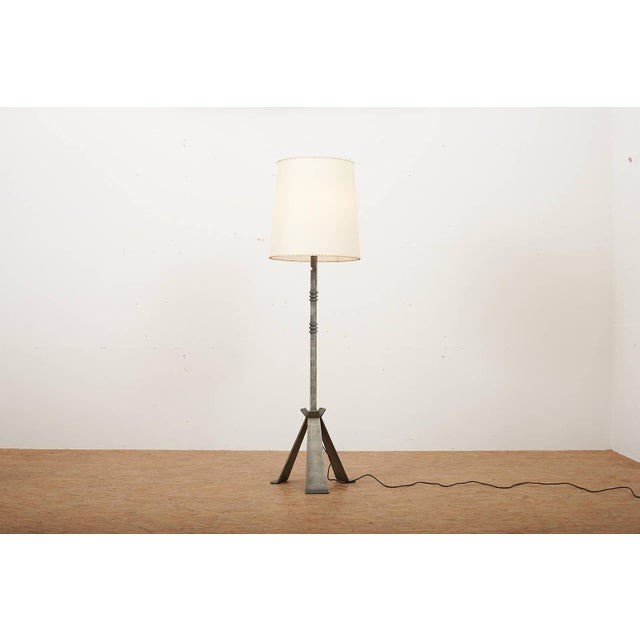 Brutalist Floor Lamp with Wrought Iron Base and Frame from Megal, 1960s, in Good conditions. Designed 1950 to 1959 This...