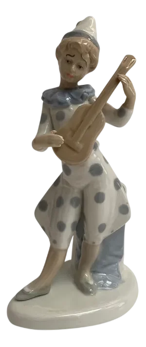 Vintage Figurine of Pierrot with Guitar from Porcelain Valencia, 1980s