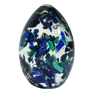 Murano Glass Egg Form Paperweight with Aventurine Inclusions, Italy, 1990s For Sale