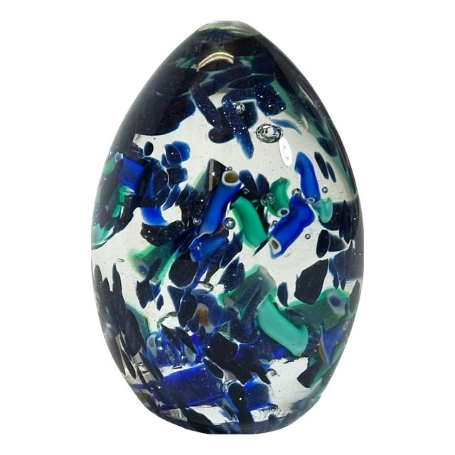Murano Glass Egg Form Paperweight with Aventurine Inclusions, Italy, 1990s For Sale