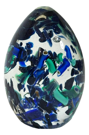 Murano Glass Egg Form Paperweight with Aventurine Inclusions, Italy, 1990s