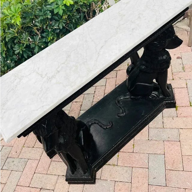 Black Italian Carrara Marble Top Console Table Hollywood Regency Style For Sale - Image 8 of 10