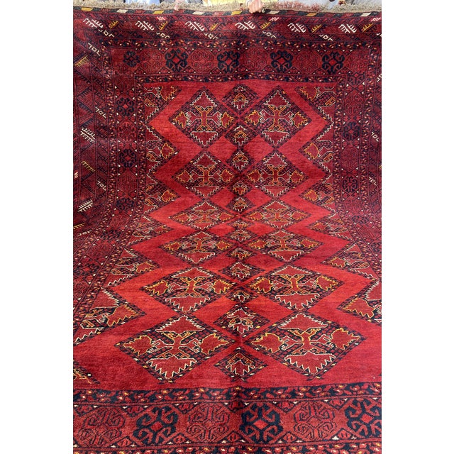 Gemstone Vintage Afghan Ersari Khamyab Diamond Chain Tribal Rug - 9'2" X 6'0" For Sale - Image 7 of 14