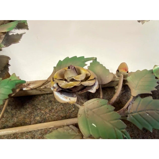 French Wrought Iron Mirror with Roses, 1970s For Sale - Image 11 of 18