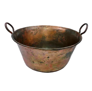 19th Century Antique Copper Cauldron With Handles