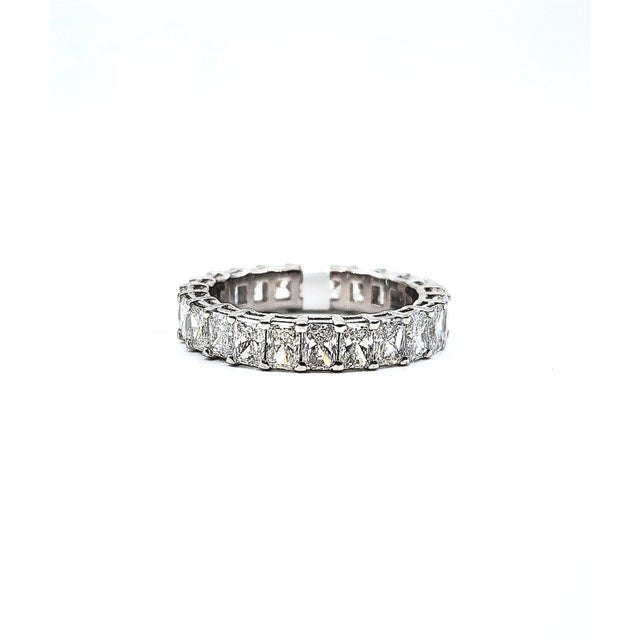 3.77 Ct Platinum Radiant Eternity Band Size 6.5 For Sale - Image 9 of 9