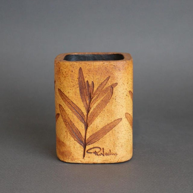 Brown Vintage Stoneware Receptacle by Raymonde Leduc, 1960s For Sale - Image 8 of 8