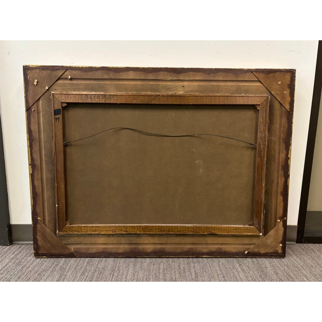 Antique Original Large Oil Painting (Unsigned) of a 3-Masted Clipper Ship - Framed For Sale - Image 9 of 14
