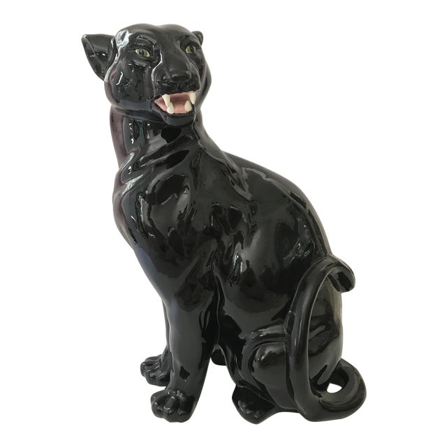 Vintage Black Panther Ceramic Statue Chairish