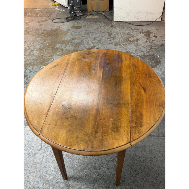 Brown Antique French Drop Leaf Round Farm Table For Sale - Image 8 of 12