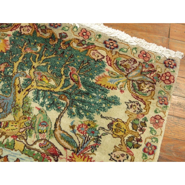 Persian Vintage Persian Tabriz Pictorial Rug no. j1319 For Sale - Image 3 of 3